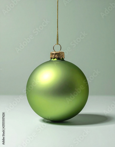 Green Christmas Bauble on Muted Sage Background