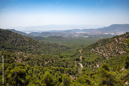 View of the Sierra Espuña Natural Park with Aledo in the background, Totana, Region of Murcia, Spain