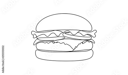 Abstract Hamburger One Line Vector Icon Fast Food Restaurant Design