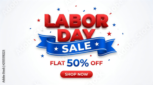 Labor day sale announcement with vibrant colors and a discount offer for retail promotions
