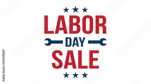 Labor day sale graphic with tools and stars celebrating american workers and discounts