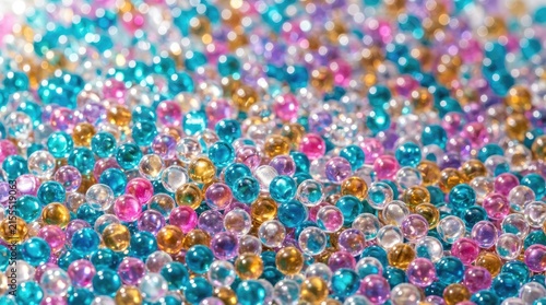 Colorful Translucent Glass Microbeads in Turquoise, Pink and Gold
