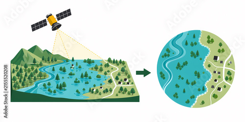Flood extent satellite mapping illustration