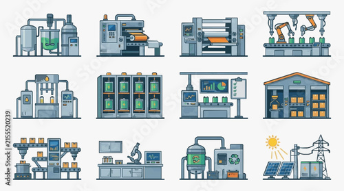 Clean Industrial Process and Manufacturing Equipment Featuring Breweries Factories and Renewable Energy