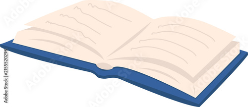 Minimalist vector of an open blue book. Simple flat style for education and literacy concepts.