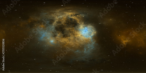 360-Degree 12K Panoramic Space Background with Starfield and Nebula. NoAi