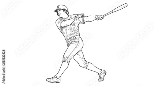 Baseball Player Swinging Bat in Dynamic Sketch Style