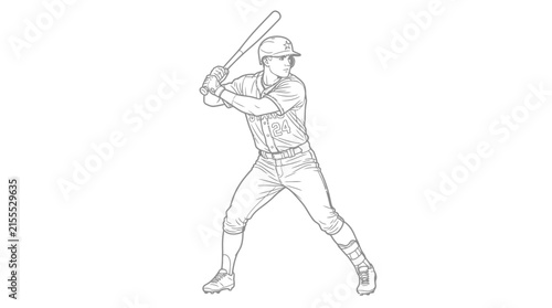 Baseball Player Batting Pose - Sports Illustration