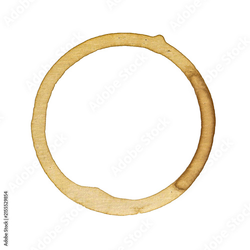 Real coffee stain, coffee ring, coffee imprint, coffee cup imprint, coffe print, isolated on transparent or white background png..