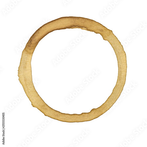 Real coffee stain, coffee ring, coffee imprint, coffee cup imprint, coffe print, isolated on transparent or white background png..