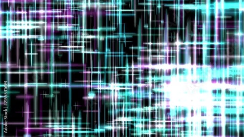 Glowing Cyan And Pink Intersecting Neon Lines Grid On Black
Brightly glowing neon lines in cyan, pink, and white intersect at right angles to form a complex, luminous grid on a solid black background.