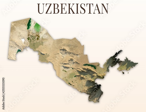 Canvastavla Uzbekistan Shaded Relief Map