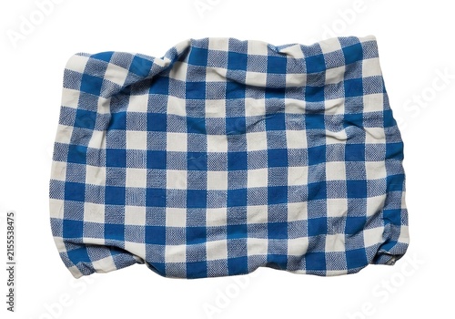 A blue and white checkered cloth