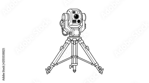 3D Scanner Tripod Line Art - Technology and Surveying Equipment