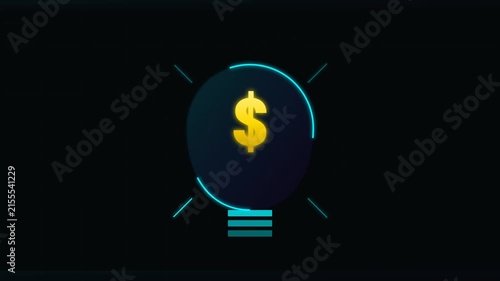 Neon Lightbulb with Dollar Sign, Profitable Idea Concept