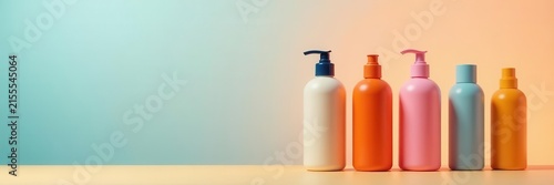 Various shampoo bottles, different shapes and sizes, spa, icon, shampoo