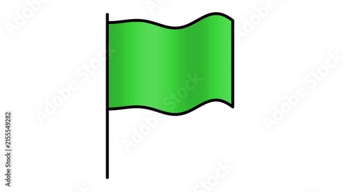 Waving Green Flag on Bright Background, Racing Signal, Safety and Start Symbol
