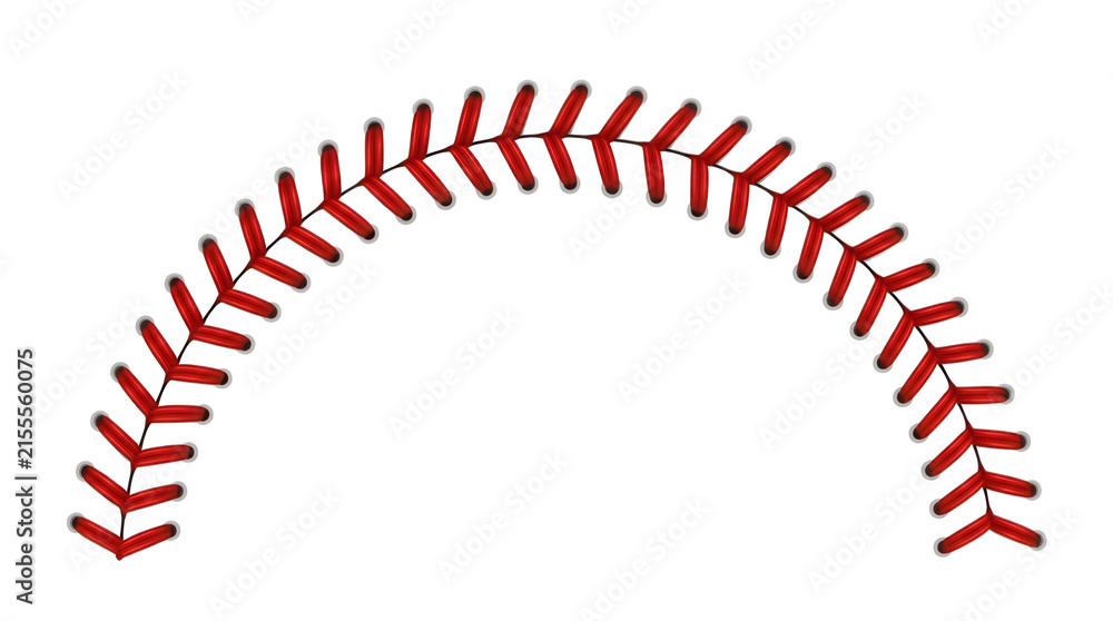 Obraz premium Red baseball stitching pattern isolated on white background isolated on transparent background