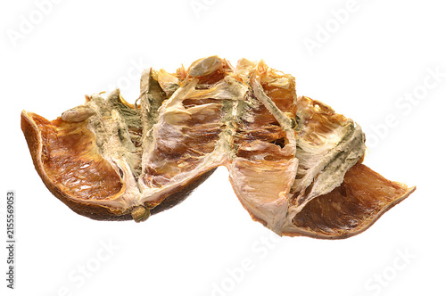 spoiled lemon isolated on white background