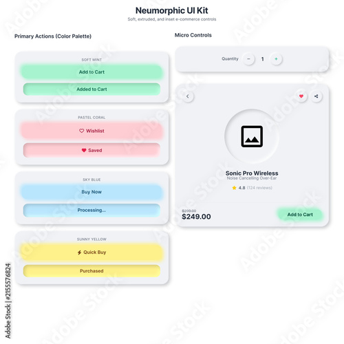Creative Neumorphic Button Set Design