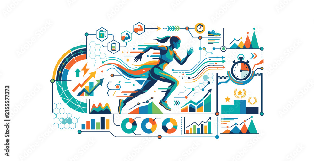 Obraz premium Running Performance Data Infographic Vector