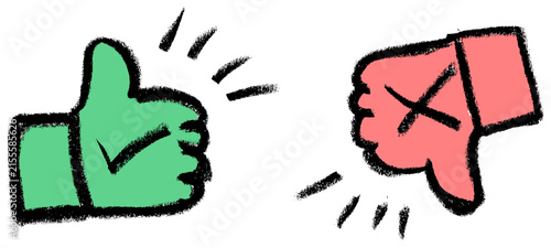 Thumbs Up Down Icon Crayon Chalk Drawing PNG Transparent
