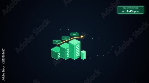 Isometric Real Estate ROI and Property Investment Growth Graph