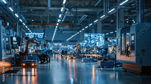 Engineers in Futuristic Automated Smart Factory
