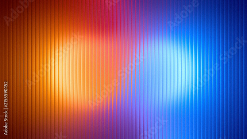 Obraz na plátně Abstract warm orange and cool blue light bokeh effect with vertical ribbed textu