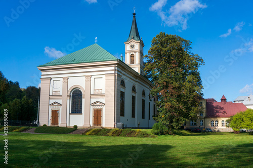 Church of the Apostles Peter and Paul (kościół Apostołów Piotra i Pawła), back side, Evangelical-Augsburg parish was built as a Neoclassical. Wisła, Poland.