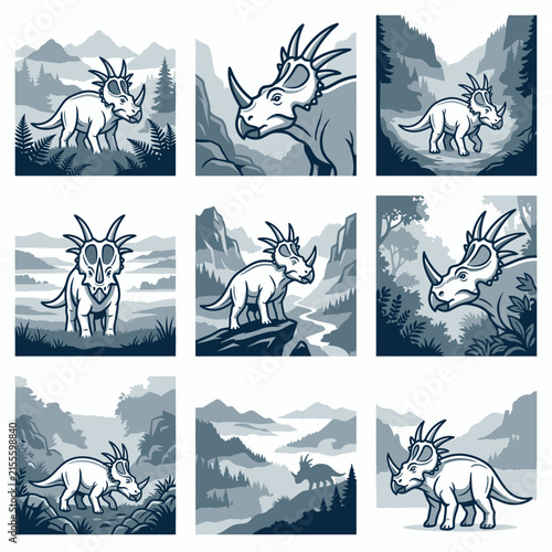 Styracosaurus Dinosaur in Wilderness Scenes