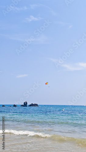 Photography kite surfing on the sea