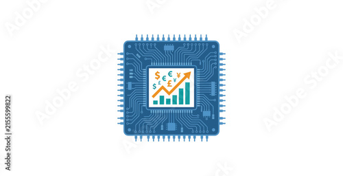 Financial Growth Microchip Vector Illustration