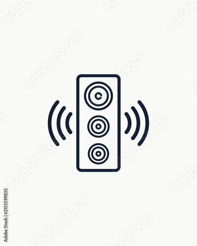 Audio Speaker with Sound Waves Minimal Outline Icon