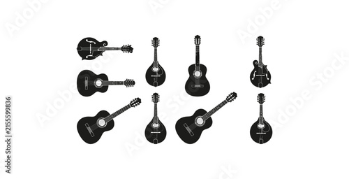 Stringed Musical Instrument Icon Set