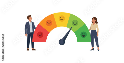 Customer Satisfaction Gauge Vector Illustration