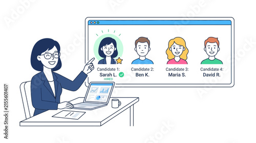 Digital interface for selecting job candidates.