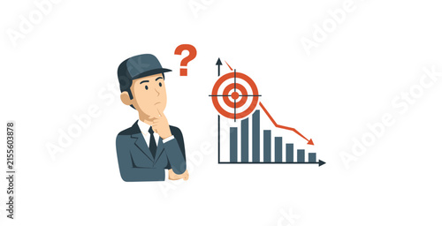 Businessman Analyzing Declining Performance Vector Illustration