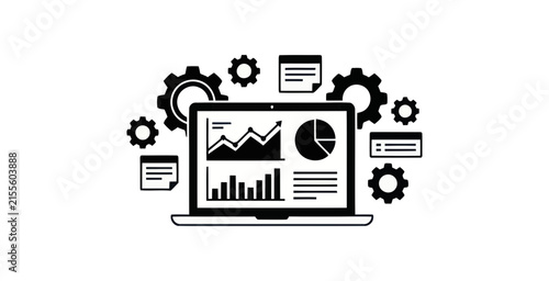 Data Analytics Laptop Vector Illustration