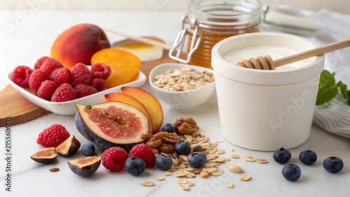 Healthy Yogurt Breakfast with Fresh Fruits and Oats
