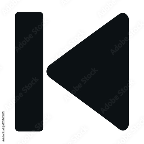 Skip Previous Icon Vector, Black Media Player Back Symbol, Rewind Track Sign