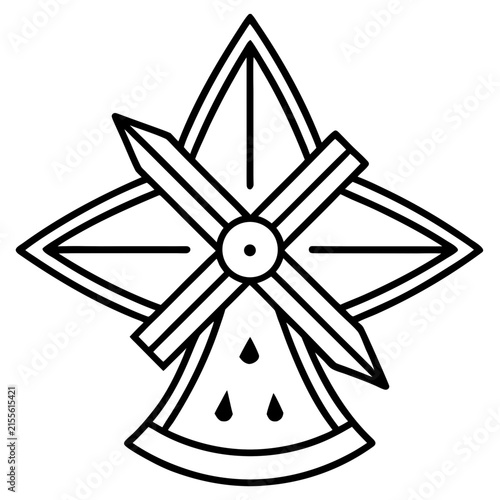 Watermelon Windmill Cutter line art vector