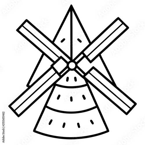 Watermelon Windmill Cutter line art vector