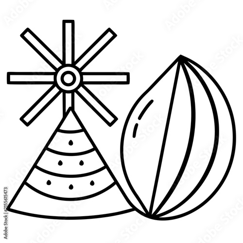 Watermelon Windmill Cutter line art vector