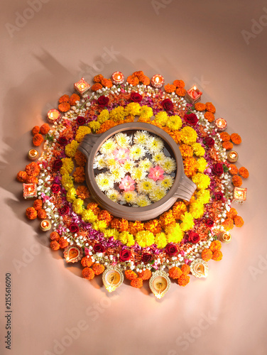 oil lamps and flower decoration