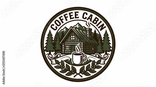 Rustic Coffee Cabin Logo Design