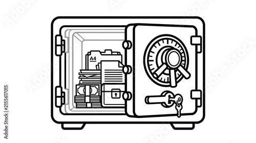 Secure safe with money and documents inside
