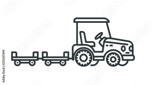 Tractor pulling a flatbed trailer line art