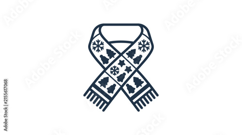 Winter Scarf with Snowflakes and Trees Pattern