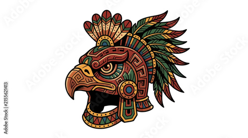 Ornate Eagle Warrior Headdress, Mesoamerican Art Style